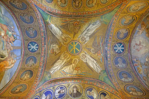 Ravenna Itália Janeiro 2020 Mosaico Cristão Primitivo Com Símbolo Cristo — Fotografia de Stock