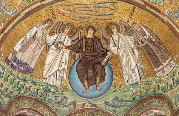 Ravenna Itália Janeiro 2020 Mosaico Jesus Cristo Pantokrator Abside Presbitério — Fotografia de Stock
