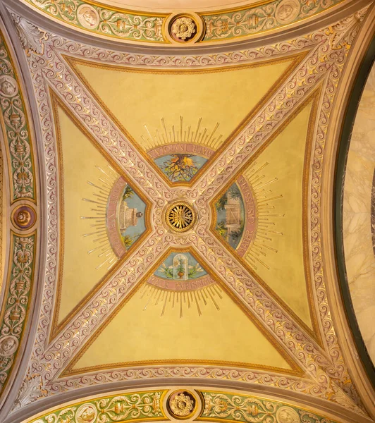 Turin Italie Mars 2017 Détail Fresque Sur Plafond Église Basilique — Photo