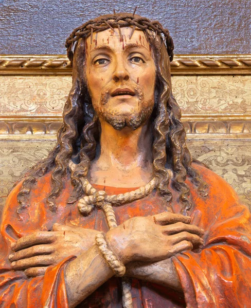 Bologna Itália Abril 2018 Estátua Teracotta Jesus Torturado Ecce Homo — Fotografia de Stock