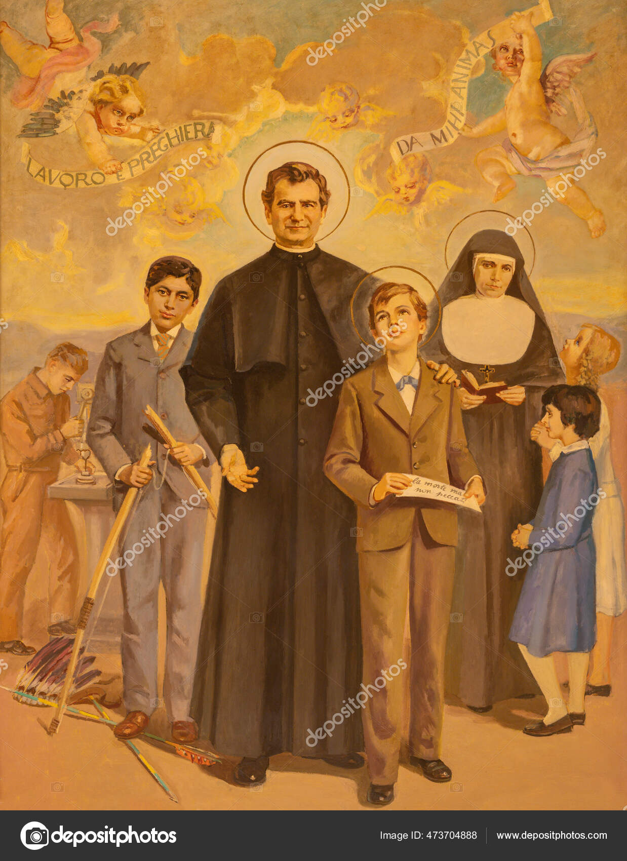 Ravenna Italy January 2020 Painting Don Bosco Church Basilica Santa