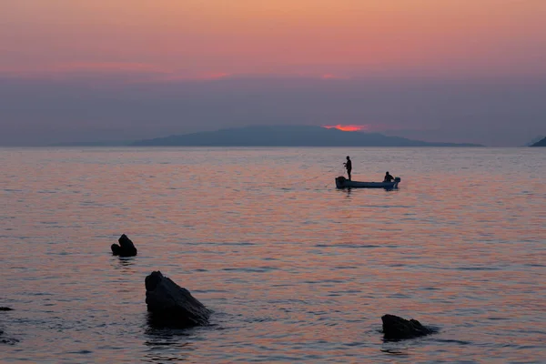 Croatia Sunset Coast Peliesac Peninsula Zuliana Silhouette Ishers — Stock Photo, Image