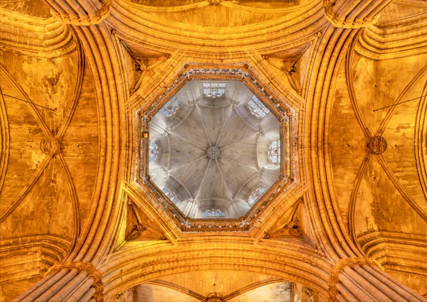 Barcelona Spain March 2020 Ceiling Cupola Cathedral Holy Cross Saint — 图库照片