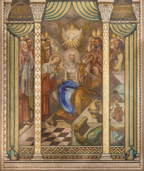 Barcelona Spsin March 2020 Fresco Pentecost Church Parroquia Santa Teresa — Stock Photo, Image