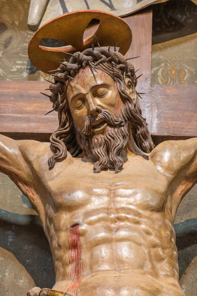 Ferrara Itália Janeiro 2020 Crucifixo Esculpido Igreja Chiesa Santa Maria — Fotografia de Stock