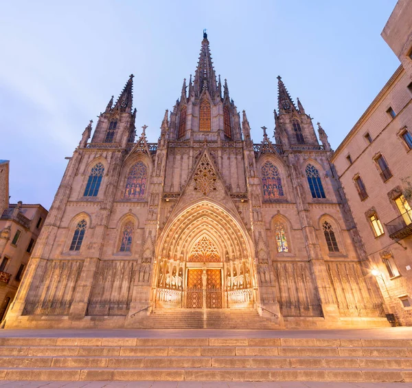 Barcellona Facciata Dell Antica Cattedrale Gotica Santa Croce Santa Eulalia — Foto Stock