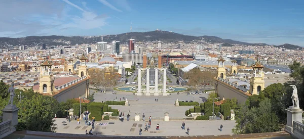 Barcelona Hiszpania Marca 2020 Panorama Pałacu Real Plaza Espana — Zdjęcie stockowe