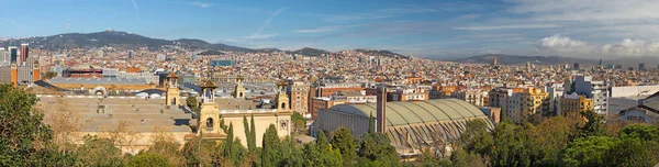 Barcelona Panorama Miasta Świetle Porannym — Zdjęcie stockowe