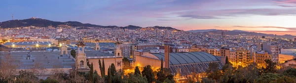 Barcelona Panorama Miasta Zmierzchu — Zdjęcie stockowe