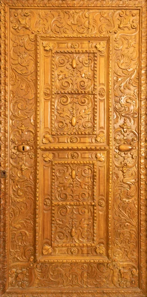 Barcelona Spain March 2020 Carved Door Chruch Iglesia Belen Royalty Free Stock Photos