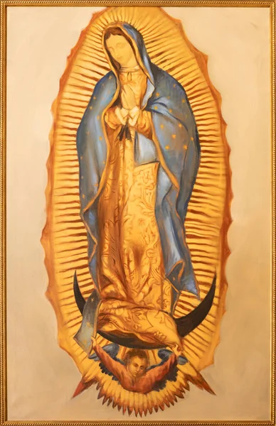 Barcelona Spain March 2020 Painting Virgin Mary Guadaluppe Church Santuario — Stock Photo, Image