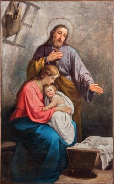 Bergamo, İtalya - 8 Eylül 2014: kutsal kilise santa maria Immacolata delle grazie abramo spinelli (1900 tarafından aileden boya).