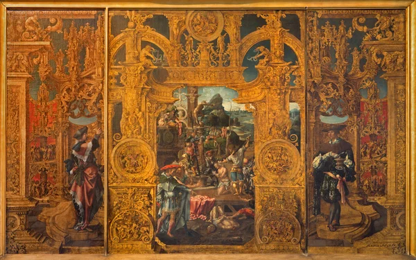 布鲁日、 比利时-2014 年 6 月 12 日： 圣科斯马斯和圣达米安在圣雅各布斯教堂 （jakobskerk） 的 lanceloot blondeel (1533年传说). — 图库照片