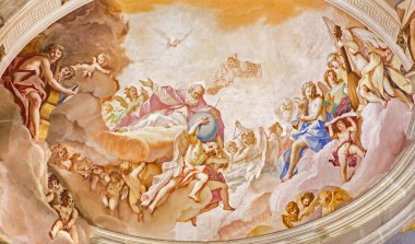 Padova, İtalya - 8 Eylül 2014: eternity babası. basilica di santa giustina ana apsisin sebastiano ricci (1700 tarafından fresco).