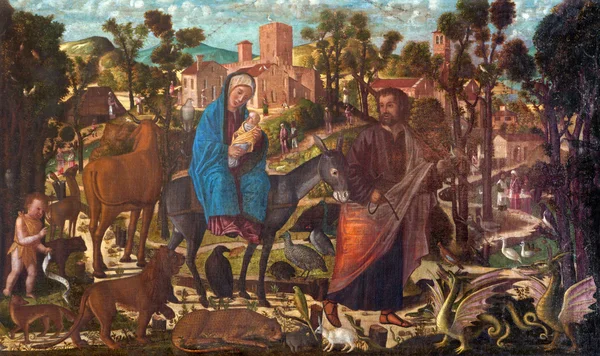 VENICE, ITALIA - maaliskuu 13, 2014: Adoration of Shepherds maali Giovanni Manuseti alkaen 14. sentti. San Martinon kirkossa Saint Martin Burano saarella . — kuvapankkivalokuva