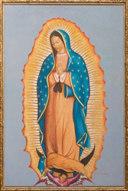 Brussels, Belçika - 15 Haziran 2014: Meryem Guadalupe boya kilise notre dame aux zenginlikleri içinde Ivone calvo (2004) tarafından Claireleri