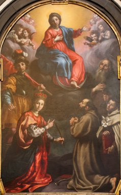 Bergamo, İtalya - 26 Ocak 2014: cristoforo Allorinin 17 tarafından Aziz ile Immaculate conception. cent.in kilise chiesa di san pancrazio.