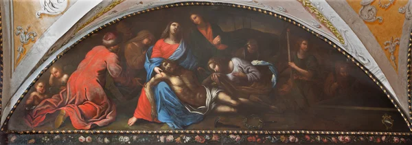 PADUA, ITALY - SEPTEMBER 10, 2014: Paint of Deposition of the cross scene in the church Chiesa di San Gaetano and the chapel of the Crucifixion by unknown painter from 17th century — Stock Photo, Image