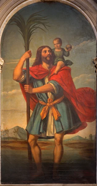 VENICE, ITALY - MARCH 13, 2014: The paint of st. Christopher by Giambattista Cima da Conegliano (1460 - 1518) in church Chiesa di San Stefano - Saint Stephen. — Stock Photo, Image