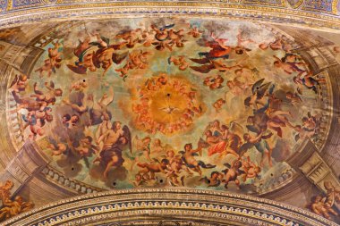 Sevilla, İspanya - 28 Ekim 2014: Tavan Barok fresk Parsonage Juan de Espinal (1714-1783 tarafından El Salvador Kilisesi, cennette melekler).