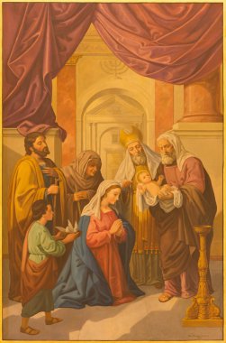 Sevilla, İspanya - 29 Ekim 2014: Sunu İsa tapınak Kilisesi Basilica de la Macarena Rafael Rodrguez (1984) tarafından neobaroque tarzı yerler açık havada.