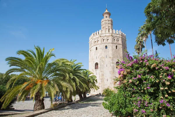 Sevilla - der mittelalterliche Turm torre del oro — Stockfoto