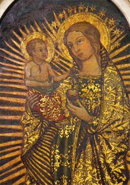 Sevilla, İspanya - 29 Ekim 2014: 16 boya Madonna'nın. Kilisede Iglesia San Idefonso bilinmeyen ressam tarafından Cent.