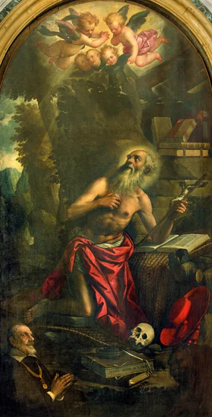 ПАДУА, ИТАЛИЯ - 8 СЕНТЯБРЯ 2014 г.: Картина святого Иеронима в соборе Санта-Мария-Ассунта (Дуомо) Петра Дамиани (1592 - 1631) ). — стоковое фото