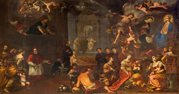 Padua, italien - 9. September 2014: die Darstellung der wundersamen Vision der Verkündigung durch Matteo Ghidoni (1626 - 1689) in der Kirche santa maria dei servi. — Stockfoto