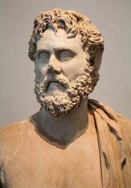 Rome, İtalya - 23 Mart 2012: Yıl 170-180 Palatine Tepesi filozoftan büstü.