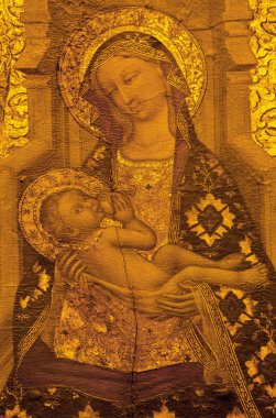 Sevilla, İspanya - 29 Ekim 2014: Rönesans Madonna Katedrali de Santa Maria de la Sede Fray Francisco de Salamanca yaşındaki 1518-1523 ana nefin koroda girişindeki.