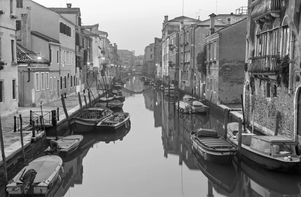 Venice - Fondamenta de la Sensa and canal in morning from Ponte de la Malvasia bridge. — Stock Photo, Image