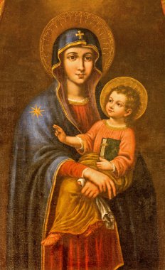 Sevilla, İspanya - 29 Ekim 2014: Madonna Iglesia de Santa Maria Magdalena tarafından bilinmeyen ressam kilisede boya.