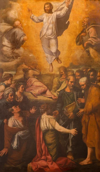 SEVILLE, SPAIN - OCTOBER 28, 2014: The Transfiguration altarpiece by Pablo Legot (1631) in baroque Church of El Salvador (Iglesia del Salvador) — Stock Photo, Image