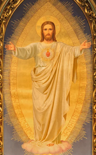 VIENNA, AUSTRIA - DECEMBER 17, 2014:  The Heart of Jesus paint on the main altar of Sacre Coeur church by Anna Maria von Oer (1846-1929). — Stock Photo, Image