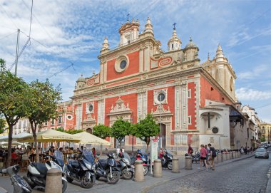Sevilla, İspanya - 28 Ekim 2014: Barok kilise El Salvador (Iglesia del Salvador).