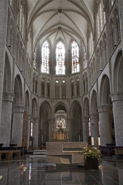 Brüksel - Haziran 22: Gotik Katedrali, Saint Michael 22 Haziran 2012 tarihinde Brüksel'in Sanctuar.