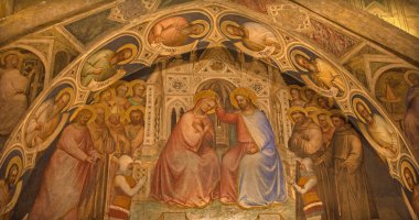 Padova, İtalya - 8 Eylül 2014: fresk taç giyme töreni Meryem Yerebatan del Santo veya Padova giusto de menabuoi (1375-1376) mübarek kilise tarafından Aziz anthony Bazilikası.