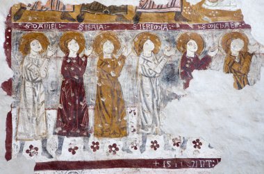 Bergamo - 26 Ocak: Church Michele al pozzo bianco açık havada ofprophets. Ana nefin freskler olduğunu 1440 yıl 26 Ocak 2013 Bergamo, İtalya'da.