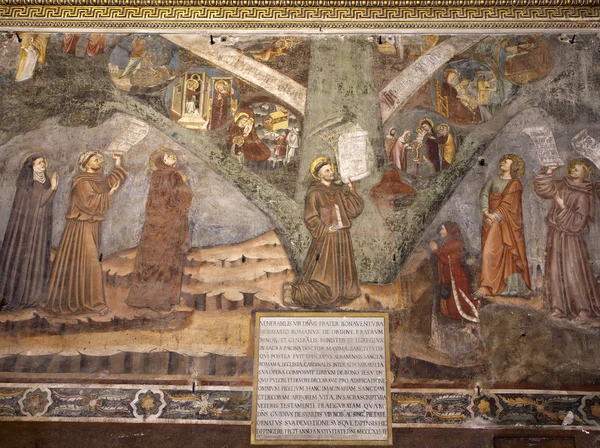 BERGAMO - TAMMIKUU 26: Fresco of st. Francis katedraalin seinällä Santa Maria Maggiore tammikuussa 26, 2013 Bergamo, Italia . — kuvapankkivalokuva