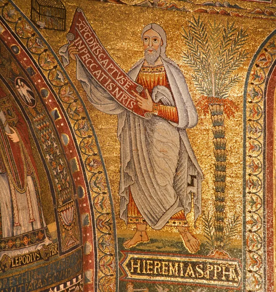 Rome - prophet Jeramiah mosaic from basilica Santa Maria in Trastevere — Stock Photo, Image