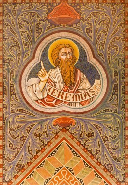 JERUSALEM, ISRAEL - MARCH 3, 2015: The prophet Jeremiah.  Paint on the ceiling r of Evangelical Lutheran Church of Ascension designed by H. Schaper and F. Pfannschmidt (1988-1991).