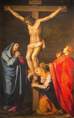 ROME, ITALY - MARCH 26, 2015: The Crucifixion of the Lord painting in church Chiesa Nuova by Scipione Pulzone (1550 - 1598).