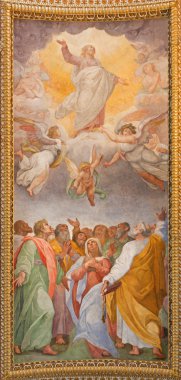 ROME, ITALY - MARCH 26, 2015: The fresco of Ascension of the Lord in the ceiling of church Chiesa di Santa Maria ai Monti by Ilario Casolani from 16. cent. clipart