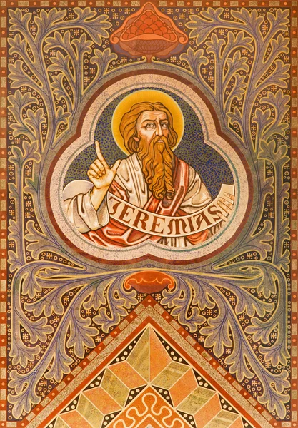 JERUSALEM, ISRAEL - MARCH 3, 2015: The prophet Jeremiah.  Paint on the ceiling r of Evangelical Lutheran Church of Ascension designed by H. Schaper and F. Pfannschmidt (1988-1991). — Stok fotoğraf