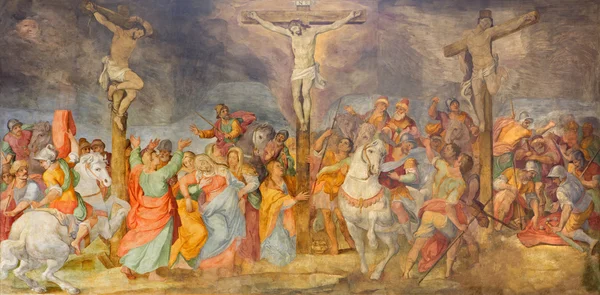 ROMA, ITÁLIA - MARÇO 25, 2015: A Crucificação afresco na igreja Chiesa San Marcello al Corso por G. B. Ricci (1613 ). — Fotografia de Stock