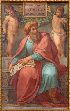 ROME, ITALY - MARCH 27, 2015: The prophet Ezekiel fresco in Basilica di Sant Agostino (Augustine) by  Pietro Gagliardi form 19. cent.