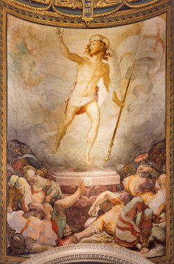 Rome, İtalya - 27 Mart 2015: Diriliş fresk kilise Santa Maria Anima tarafından Francesco Salviati Dell'den 16. yüzde.