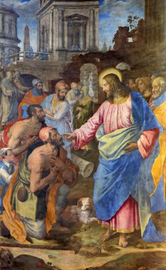 ROME, ITALY - MARCH 27, 2015: The healing of paralysed man fresco by Raffaele Gagliardi from 19. cent. in church Santo Spirito in Sassia.