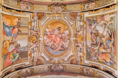 ROME, ITALY - MARCH 26, 2015: The ceiling fresco by G. B. Ricci frokm 16. cent. in church Chiesa di Santa Maria in Transpontina and chapel of st. Peter and Paul with the Ascension as central motive.